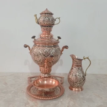 سماور مسی نقره کوب سرویس کامل کیفیت عالی 
