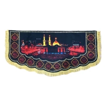 پرچم کتیبه طرح محرم طرح بین الحرمین اندازه 300 در 140 سانت سه متری جنس مخمل قابل شستشو 