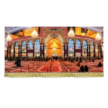 پرچم کتیبه طرح محرم طرح صحن و سرای حرم امام حسین علیه السلام مناسب پشت منبر محرم و صفر سفارش پرچم محرم 