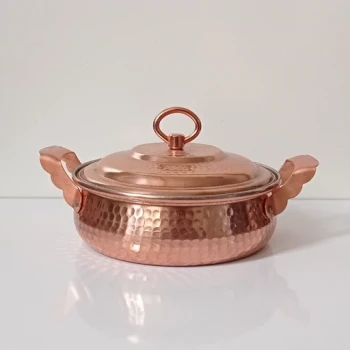 ماهیتابه مسی درب دار نانو شده طرح شکمی سایز 1