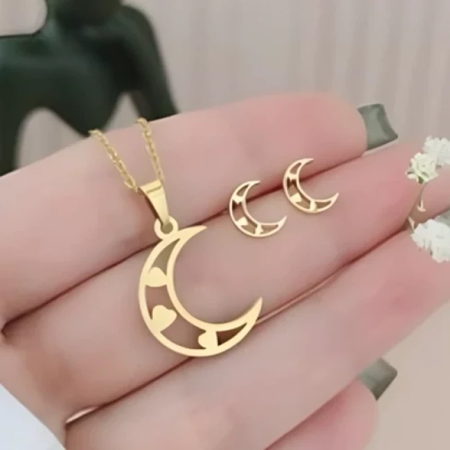 نیم ست استیل رنگ ثابت طلایی با کیفیت