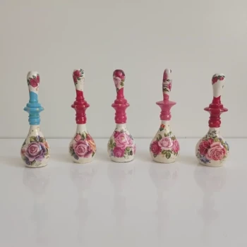 سرمه دان تک عددی چوبی خمره ای رنگی با میل رنگی کیپ کیپ