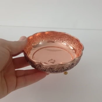 آجیل خوری مسی تک نفره سه پایه برنجی ریز گل نانو 