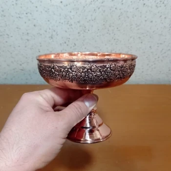 آجیل خوری مسی تک نفره ریز گل نانو 