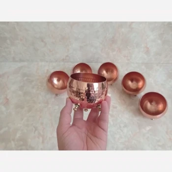 گوی مسی چکشی سایز متوسط سه پایه برنجی نانو شده 6 عددی 
