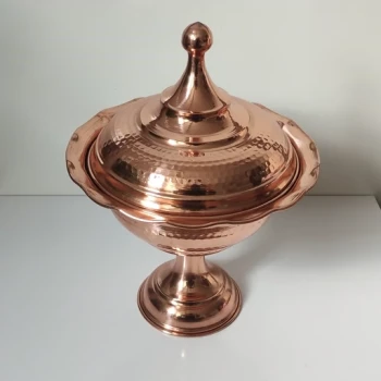 آجیل خوری درب دار مسی طرح لاله نانو شده زنجان