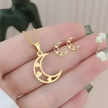 نیم ست استیل گردنبند زنانه دخترانه رنگ ثابت