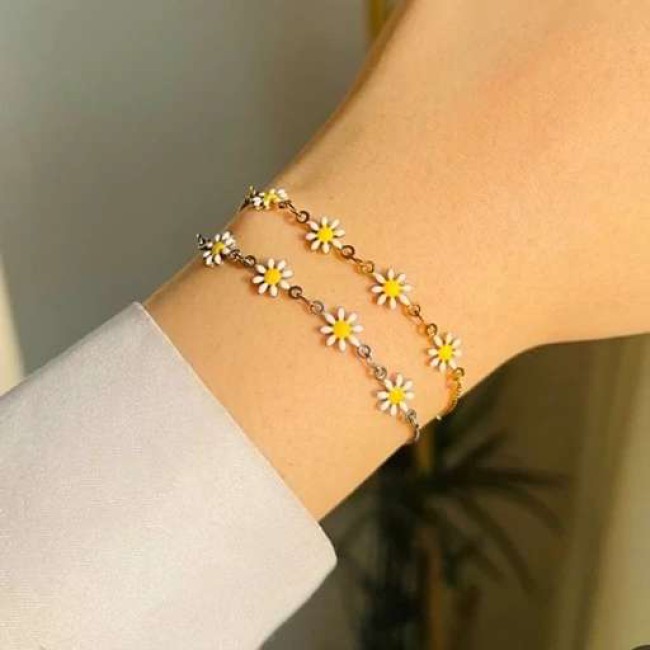 دستبند دخترانه استیل کیفیت عالی رنگ ثابت در دو رنگ طلایی و نقره ای