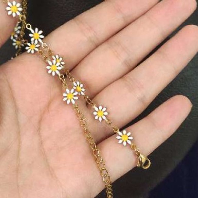 دستبند دخترانه استیل کیفیت عالی رنگ ثابت در دو رنگ طلایی و نقره ای