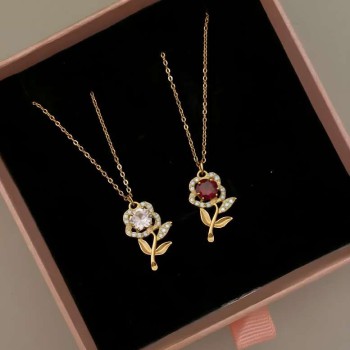 گردنبند استیل زنانه دخترانه گل رز