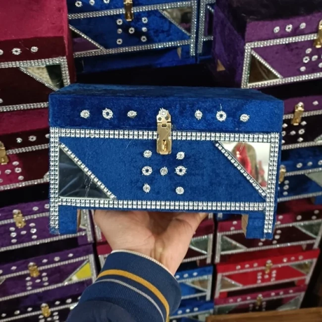صندوق چوبی سایز متوسط رنگ آبی