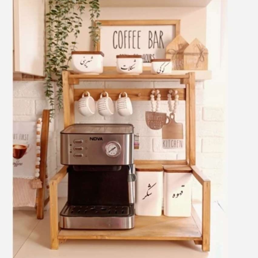 استند اسپرسو ساز ✅️جنس تمام چوب روس ✅️ابعاد:طول 45 ارتفاع 51 عمق 53