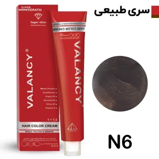 رنگ مو طبیعی n6 والنسی رنگمو بلوند تیره طبیعی تیره 100 میل انواع رنگ موی پودر دکلوره دکوپاژ بالیاژ رنگ پرستیژ موجوده