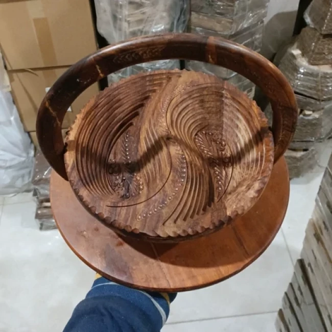 کاسه تاشو چوبی طرح دو خانه ، آجیل خوری چوبی دست ساز