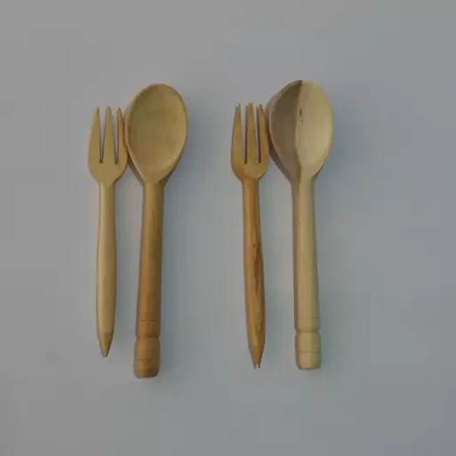 قاشق و چنگال چوبی سایز 1 (پک 6 تایی)