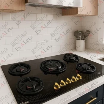 اجاق گاز 5 شعله تکنو مدل شیشه ای پلوپز وسط (پس کرایه)