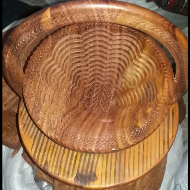 کاسه تاشو چوبی طرح یک خانه .  آجیل خوری تاشو . جاشکلاتی چوبی جا خشکبار