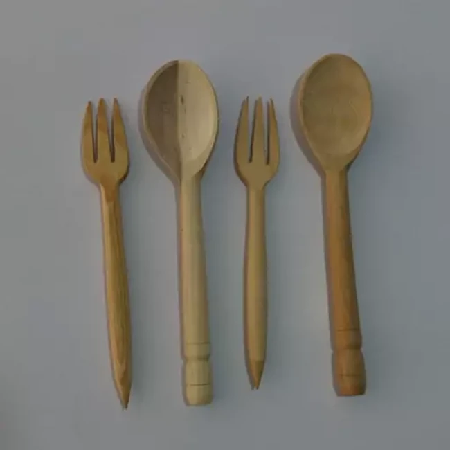 قاشق و چنگال چوبی سایز 1 (پک 6 تایی)