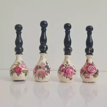 سرمه دان تک عددی چوبی خمره ای رنگی با میل مشکی با کیفیت عالی 