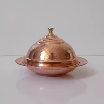 پنیر خوری یا کره خوری مسی درب دار چکشی نانو شده با کیفیت عالی 