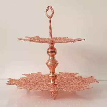 شیرینی خوری ملیله مسی سه پایه دسته دار زنجان با کیفیت عالی و آبکاری شده مسی