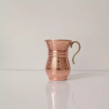 لیوان مسی طرح شکمی دسته برنجی طرحدار نانو شده با کیفیت عالی 