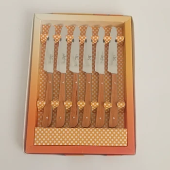 چاقو میوه خوری استیل صادقی 6عددی دسته کایوچویی قهوه ای رنگ با کیفیت عالی 