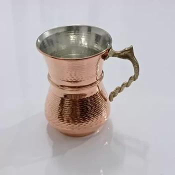 لیوان مسی شکمی دسته برنجی نانو شده زنجانیها با کیفیت عالی 