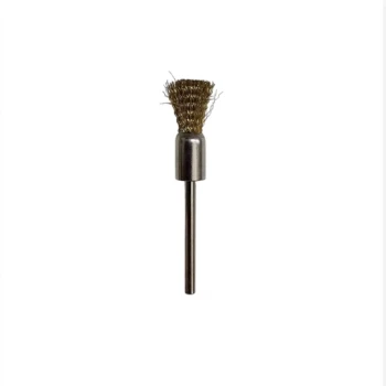 سر سوهان سیمی طلایی قلمی ( فرچه سیمی )سایز 8mm با دنباله 3mm مخصوص انواع فلزات و ناخنکاری