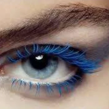 مژه مصنوعی آبی ریسه ای ابریشمی کاشتمژه رنگی