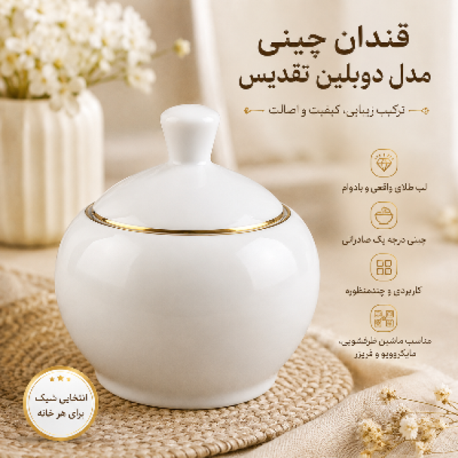 قندان چینی تقدیس . لب طلای واقعی و شیک (پسکرایه)