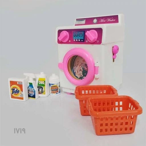 اسباب بازی ماشین لباسشویی کوکی با قابلیت چرخش 360 درجه و اهرم دستی