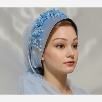 توربان مجلسی آبی صورتی کرم طلایی یا شامپاینی