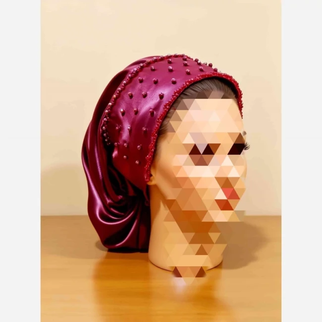 توربان مجلسی زرشکی کرم طوسی و سورمه ای
