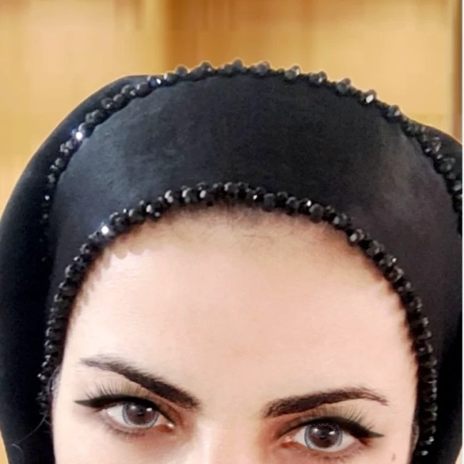 هدشال مجلسی مشکی کرپ کوپرا جواهردوزی
