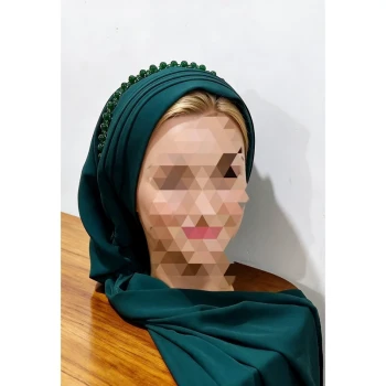 توربان شالدار مجلسی سبز تیره