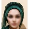 توربان مجلسی سبز ریسه و گل در رنگ بندی