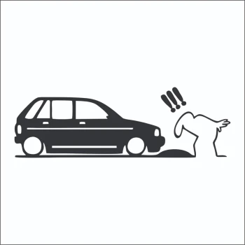 برچسب استیکر طرح پراید هاچبک و آقای خط