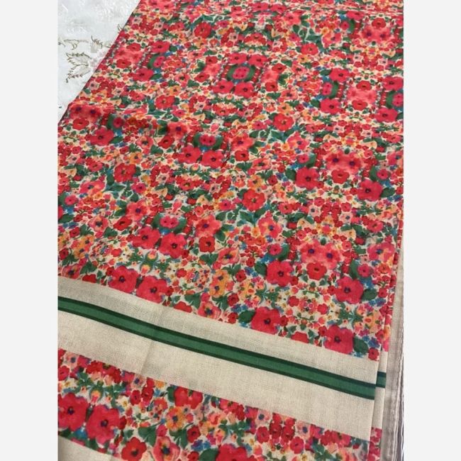روسری نخ کاستوم طرح گلی سایز 140