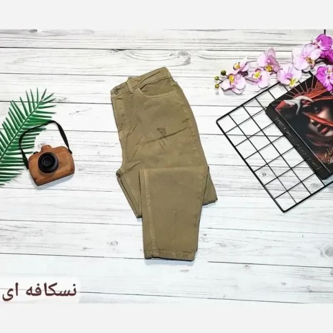 شلوار جین مام فیت زنانه پشت کمر کش رنگی سایز 36 تا 46