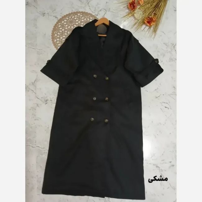 بارونی زنانه مدل خزان کتان تی سی آستردار فری سایز