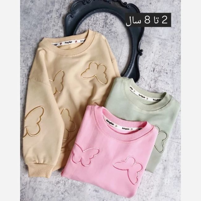 بلوز دورس دخترانه طرح پروانه گلدوزی شده سایز 40 تا 50