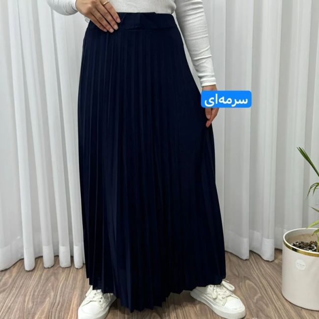 دامن پلیسه زنانه جودون گرم بالا فری سایز (36 تا 46) بدون آستر 6 رنگ