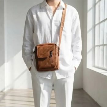 کیف مردانه چرم مصنوعی اداری و روزمره بند دار