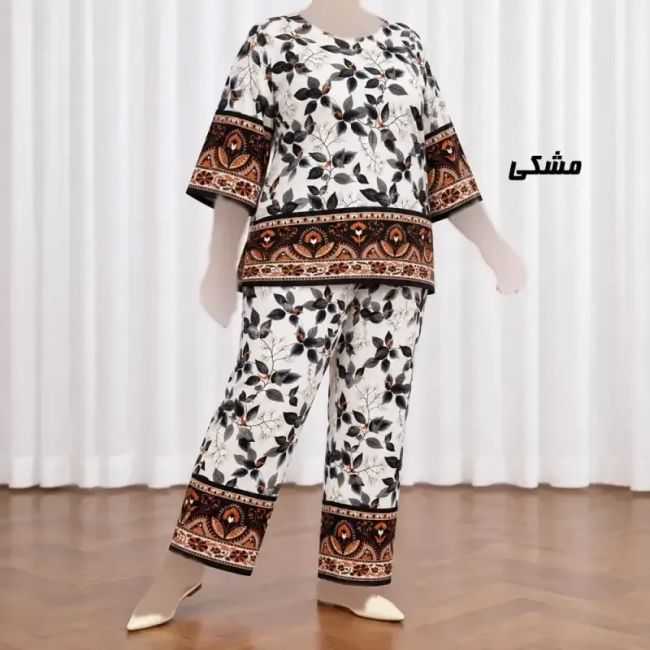 ست بلوز شلوار نخی زنانه و دخترانه فری سایز چهارفصل