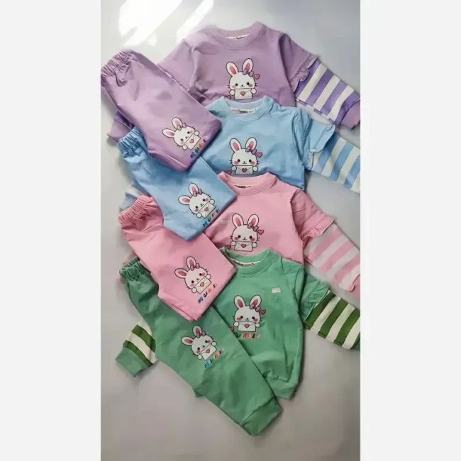 ست بلوز و شلوار دخترانه طرح خرگوش جنس دورس گلکسی سایز 35 و 40 (2)