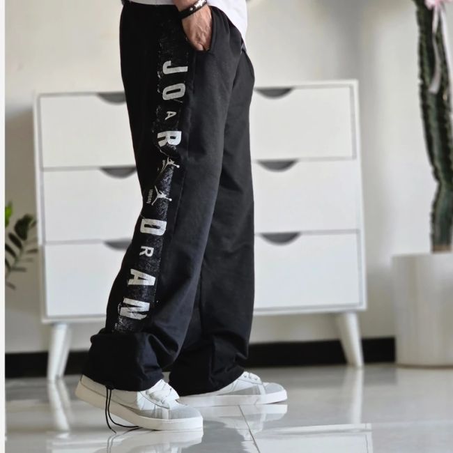شلوار اسلش بگ جردن دمپا گت دار رنگ مشکی پارچه گلکسی اسپان سایز XXL و XXXL