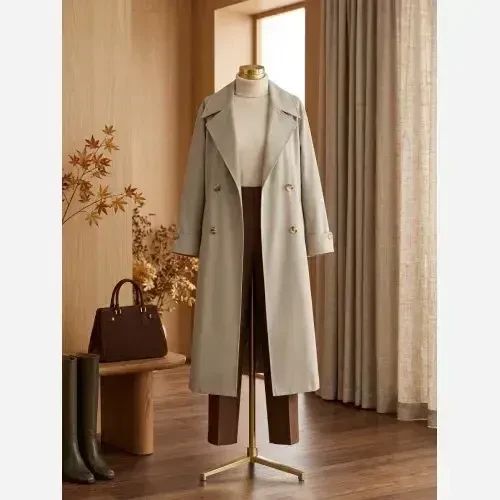 ترنچ کت زنانه جنس کتان زارا آسترکشی کامل سایزبندی