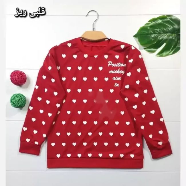 بلوز دخترانه و زنانه طرح دار قرمز جنس پنبه پلی استر سایز 38 تا 44
