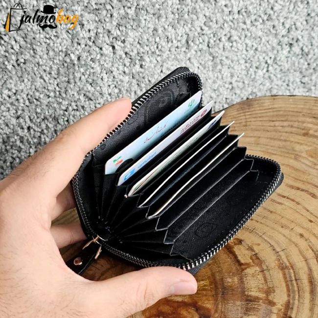 جاکارتی زیپدار چرم طبیعی گاوی مناسب آقایان و خانمها ابعاد 11 در 7 سانتیمتر (2)